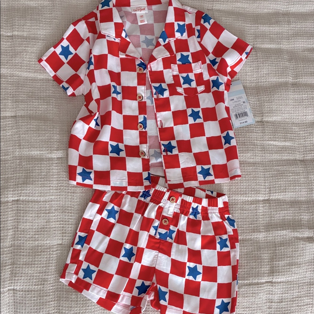 Kids Red White and Blue Star Shorts Set